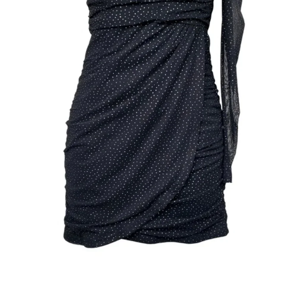 Lucy In The Sky Womens Larissa One Shoulder Glitter Mesh Mini Dress Size XS - Picture 3 of 7